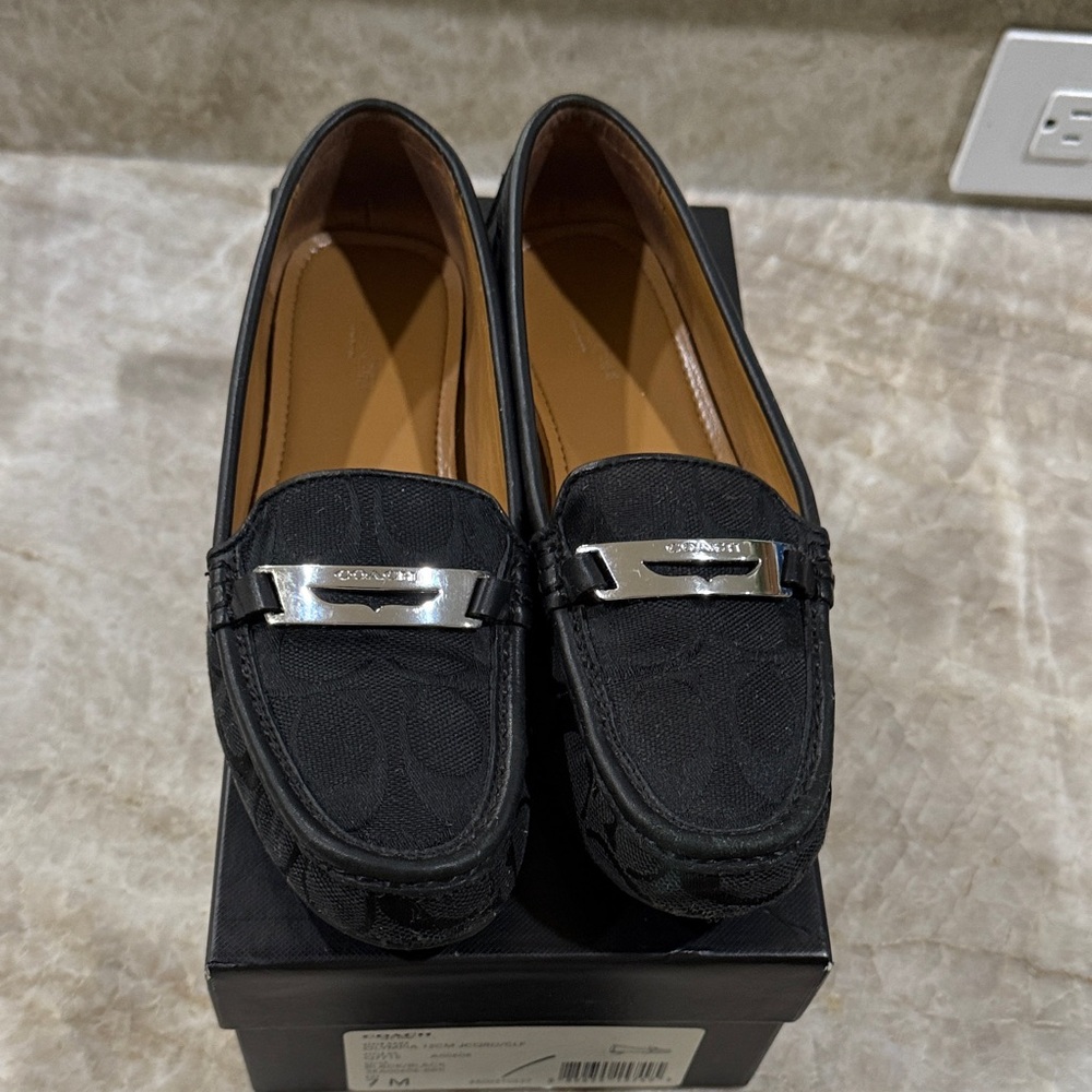 Coach Black Loafers with Silver Accent